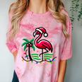 Nostalgia Holiday Tees -Adult Christmas Flamingo Small Short Sleeve Crew Neck Cotton Polyester Lightweight Ribbed Cuff Winter Comfort Color Blast T-Shirt Clay