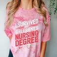 Nurse Graduation I Survived My Girlfriends Nursing Degree Comfort Color Blast T-Shirt Clay