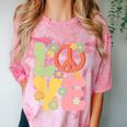 Peace Sign Love Groovy Vibes Costume Nostalgia 1980s Fashion Comfort Color Blast T-Shirt Clay
