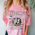 Puzzling Makes Me Feel Less Murdery Introvert Puzzle Cat Comfort Color Blast T-Shirt Clay