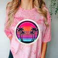 Retro 80s Synthwave Sunset & Palm Trees Retro Nostalgia 80s Comfort Color Blast T-Shirt Clay