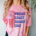 Retro Proud Coast Guard Dad Graduation Dad Usa Flag Outfit Comfort Color Blast T-Shirt Clay