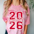 Senior 2026 Graduation Varsity Red Letters On The Back Comfort Color Blast T-Shirt Clay