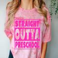 Straight Outta Preschool Class Graduation Pink Comfort Color Blast T-Shirt Clay