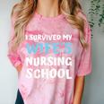 i Survived My Wifes Nursing School Degree Graduation Party Comfort Color Blast T-Shirt Clay