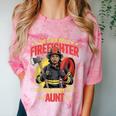 Woman Firefighter Aunt TiTi Auntie Black Graduation Comfort Color Blast T-Shirt Clay