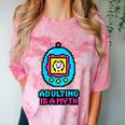Women's Adulting Is A Myth Retro Pixel Pet Nostalgia Millennials Comfort Color Blast T-Shirt Clay