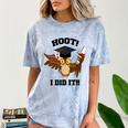 Hoot I Did It Grad Owl Holding Graduation Diploma Congrats Comfort Color Blast T-Shirt Ocean