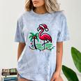 Nostalgia Holiday Tees -Adult Christmas Flamingo Small Short Sleeve Crew Neck Cotton Polyester Lightweight Ribbed Cuff Winter Comfort Color Blast T-Shirt Ocean