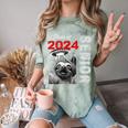 Fun Trendy UFO Sloth Graduation Class Of 2024 Senior Comfort Color Blast T-Shirt Fern