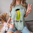 Graduation Cap Wearing Big Dill Pickle I Did It Graduate Fun Comfort Color Blast T-Shirt Fern
