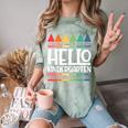 Hello Kindergarten First Day Back To School Graduation Comfort Color Blast T-Shirt Fern