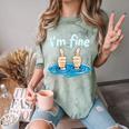 I'm Fine Drowning Thumbs Up Introvert Meme Humor Comfort Color Blast T-Shirt Fern
