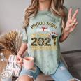 Proud Mom Of Two 2021 Graduates Twin Mama Graduation Leopard Comfort Color Blast T-Shirt Fern