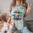Psychedelic Alien Mushroom Nostalgia Groovy Vibe Hippie Comfort Color Blast T-Shirt Fern