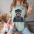 Raccoon Graduation Comfort Color Blast T-Shirt Fern