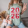 Senior 2026 Graduation Varsity Red Letters On The Back Comfort Color Blast T-Shirt Fern
