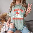 I Survived My Wife's Nursing Degree Rn Graduation Nurse Comfort Color Blast T-Shirt Fern