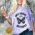 Anti-Social Butterfly Awkward Introvert Homebody Humor Comfort Color Blast T-Shirt Amethyst