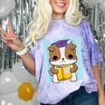 Bulldog Anime Pup Graduation Comfort Color Blast T-Shirt Amethyst