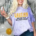 Caution Does Not Play Well With Others Introvert Comfort Color Blast T-Shirt Amethyst