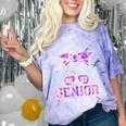 Class Of 2027 Senior Coquette Bow Messy Hair 26 Graduation Comfort Color Blast T-Shirt Amethyst