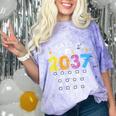 Class Of 2037 Grow With Me Checklist Graduation Comfort Color Blast T-Shirt Amethyst