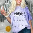 Class Of 2037 Handprint Grow With Me Pre-k Graduation Comfort Color Blast T-Shirt Amethyst