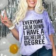 Everyone Calm Down Bachelors Degree Graduation T-Shirt Comfort Color Blast T-Shirt Amethyst