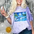 Frutiger Aero Dolphin Sunset Ocean With Palm Trees Y2k Premium Comfort Color Blast T-Shirt Amethyst Frutiger Aero Dolphin Sunset Ocean With Palm Trees Y2k Premium Comfort Color Blast T-Shirt Amethyst