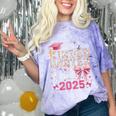 Girls Little Miss Kindergarten Grad 2025 Coquette Graduation Comfort Color Blast T-Shirt Amethyst