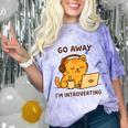 Go Away I'm Introverting Cozy Cat With Laptop And Coffee Comfort Color Blast T-Shirt Amethyst Go Away I'm Introverting Cozy Cat With Laptop And Coffee Comfort Color Blast T-Shirt Amethyst