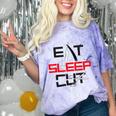 Haircutter Barber Eat Sleep Cut Barbering Graduation Comfort Color Blast T-Shirt Amethyst