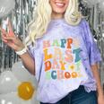 Happy Last Day Of School Groovy Teacher Student Graduation Comfort Color Blast T-Shirt Amethyst