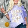 I'm Nicer Than My Face Looks Introverted Introverts Comfort Color Blast T-Shirt Amethyst I'm Nicer Than My Face Looks Introverted Introverts Comfort Color Blast T-Shirt Amethyst