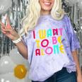 Introvert I Want To Be Alone Retro Wavy Comfort Color Blast T-Shirt Amethyst