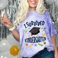 Kindergarten Graduation Shirt I Survived Kindergarten Comfort Color Blast T-Shirt Amethyst