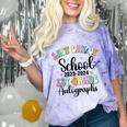 Last Day Autographs 1st Grade Graduation Boys Girls Groovy Comfort Color Blast T-Shirt Amethyst