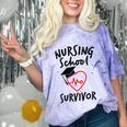 Nursing School Survivor Women Graduation RN Gift Shirt Comfort Color Blast T-Shirt Amethyst