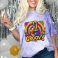 Peace Sign Groovy Vibes Costume Nostalgia Tie Dye Fashion Comfort Color Blast T-Shirt Amethyst
