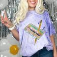 Retro Cassette And Pencil 80s 90s Nostalgia Music Lover Comfort Color Blast T-Shirt Amethyst
