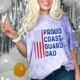Retro Proud Coast Guard Dad Graduation Dad Usa Flag Outfit Comfort Color Blast T-Shirt Amethyst