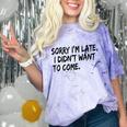 Sorry I Am Late Sarcastic Introvert Quote Text Comfort Color Blast T-Shirt Amethyst