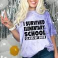 I Survived Elementary School Class Of 2018 Graduation Shirt Comfort Color Blast T-Shirt Amethyst
