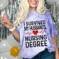 I Survived My Husband's Nursing Degree School Graduation Comfort Color Blast T-Shirt Amethyst