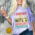 i Survived My Wife Bachelor's Degree Wife Graduation Comfort Color Blast T-Shirt Amethyst