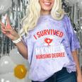 I Survived My Wife's Nursing Degree Rn Graduation Nurse Comfort Color Blast T-Shirt Amethyst