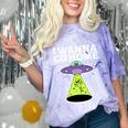 I Wanna Go Home Introvert UFO UAP Flying Saucer Trippy Alien Comfort Color Blast T-Shirt Amethyst