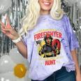 Woman Firefighter Aunt TiTi Auntie Black Graduation Comfort Color Blast T-Shirt Amethyst