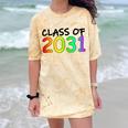 Class Of 2031 Pre-K -12th Grade Hand Prints Space Graduation Comfort Color Blast T-Shirt Citrine
